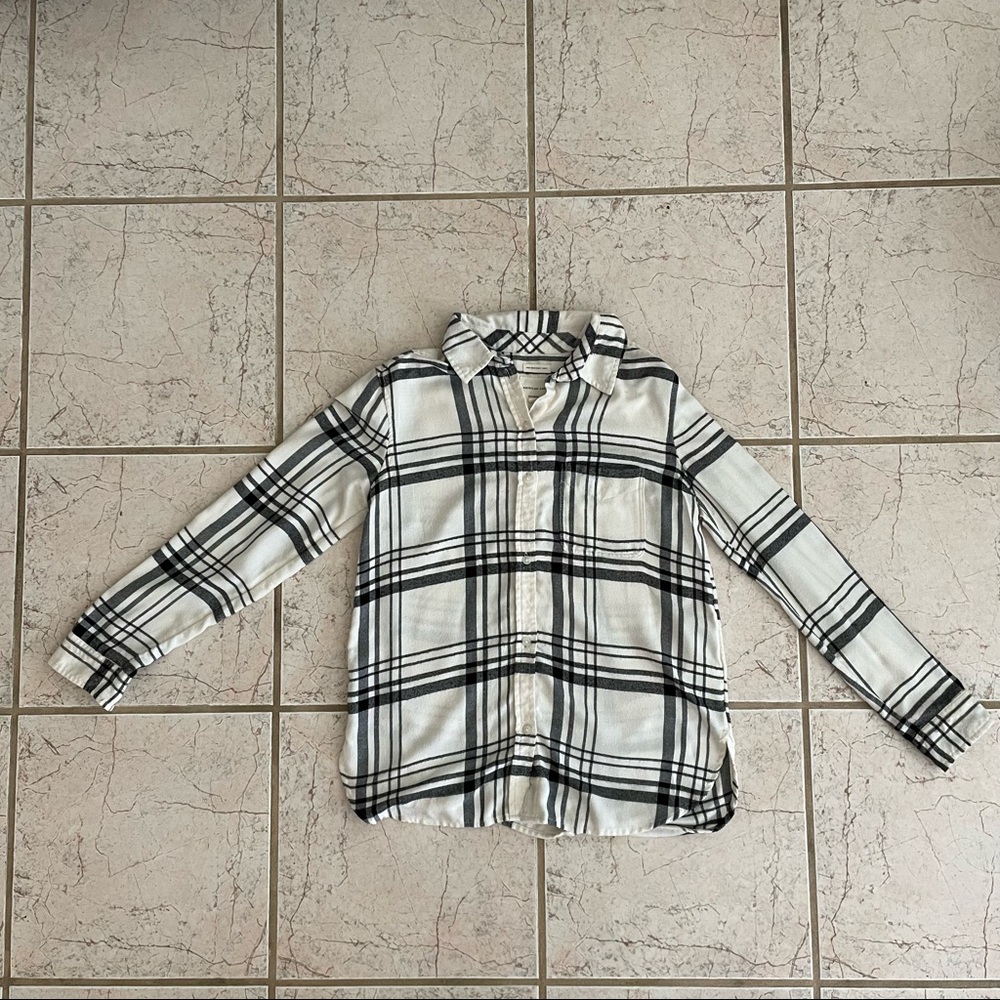 American Eagle Size S B/W black-and-white flannel - Picture 1 of 7